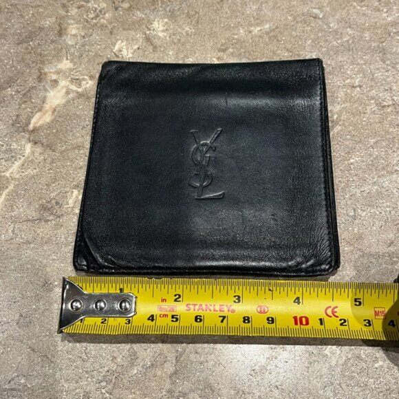 YSL YVES SAINT-LAURENT Logo Bifold Black Leather Wallet Gucci Hermes Tom Ford - Picture 9 of 10